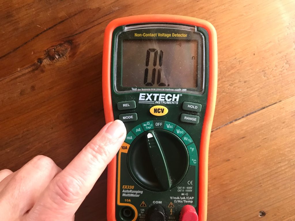 multimeter continuity setting
