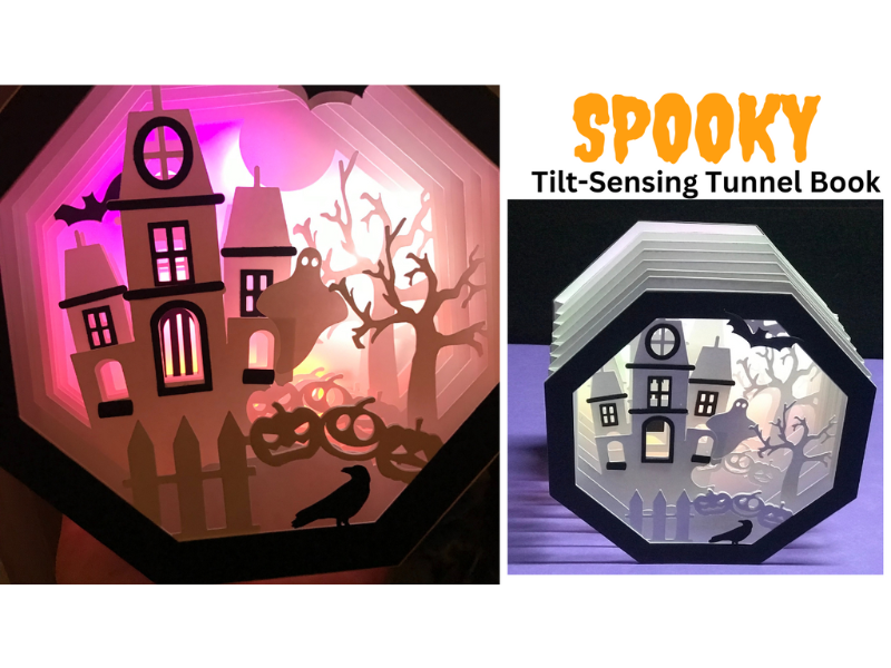 Spooky, Tilt-Sensing Tunnel Book with Chibitronics LEDs